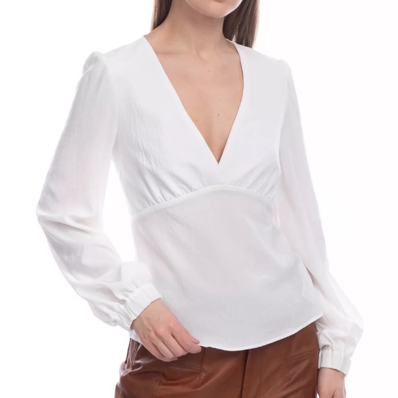 BA&SH Crepe Blouse Size Cut-Out Back Balloon Sleeve - Picture 4 of 7